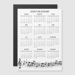 Calendário Simples de 2026 com Notas Musicais | Ím