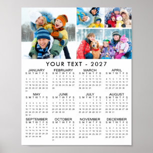 Calendário Simples de 2026 para Poster de Colagem 