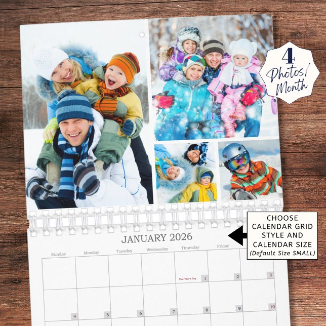 Calendário Simples de Colagem de Fotos Personaliza (Criador carregado)
