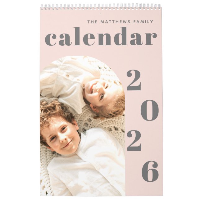 Calendário Simples e Moderno Planeador de Fotografias, Cor-de (Capa)