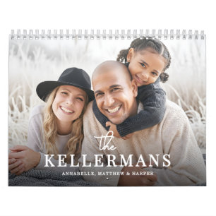 Calendário Simples Foto de Família Elegante