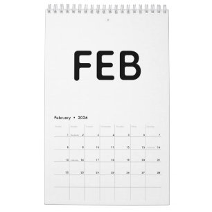 Calendário Simples Minimalista Preto e Branco Moderno