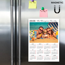 Calendário Simples Moderno de 2026 Um Ímã de Foto