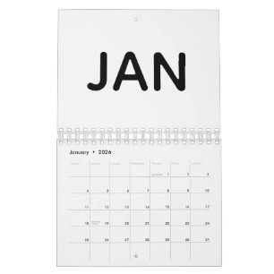 Calendário Simples Preto e Branco 2026