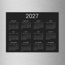 Calendário Simples Preto e Branco 2027