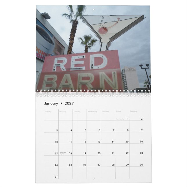 Calendário Sinais de néon de Las Vegas (Jan 2027)