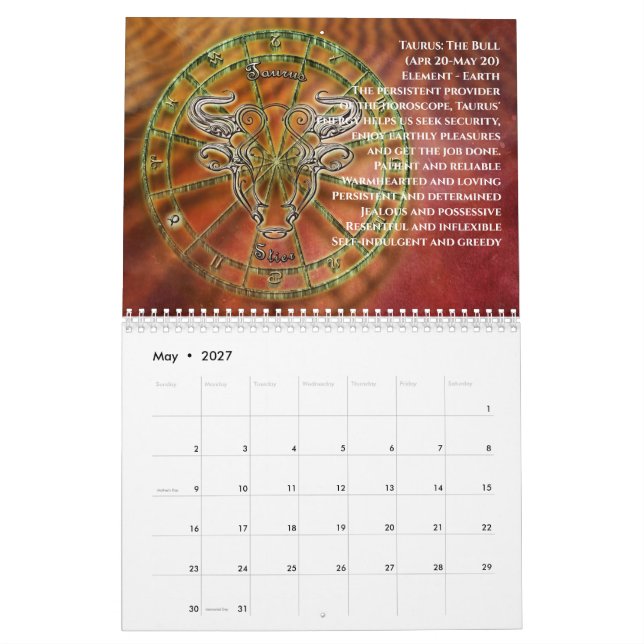 Calendário Sinais do Zodiac (Maio 2027)