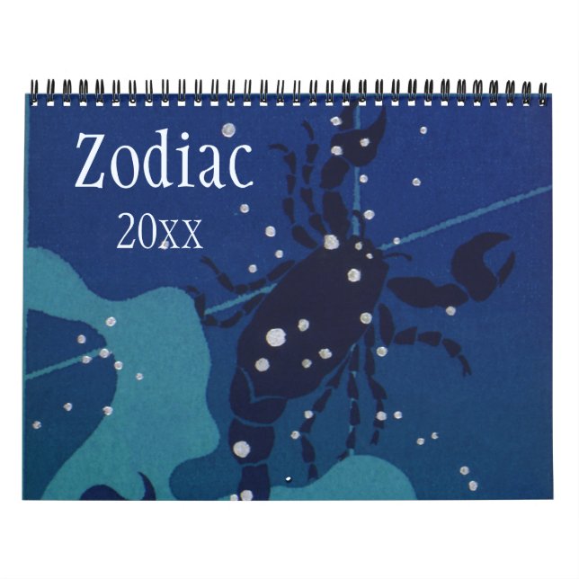 Calendário Sinais Vintage de Constelações Celestiais Zodiac (Capa)