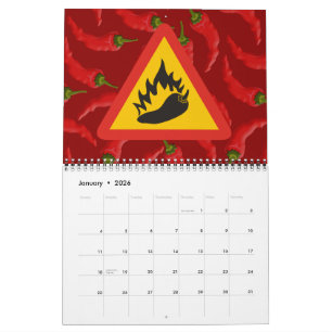 Calendário Sinal de perigo de pimenta quente