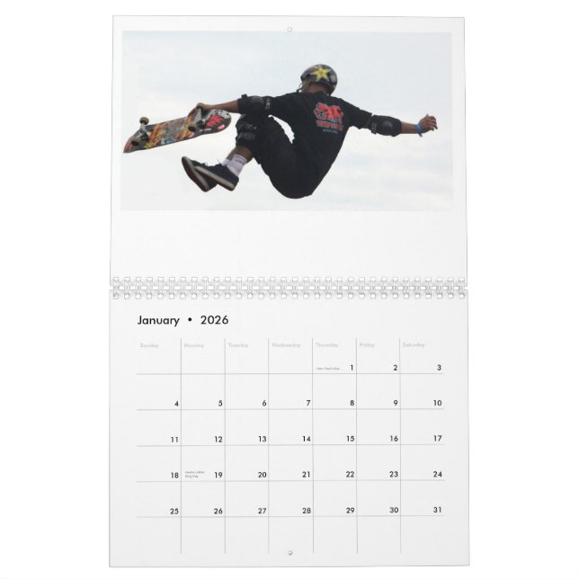 Calendário SkateBoarding, Copyright Karen J (Jan 2026)