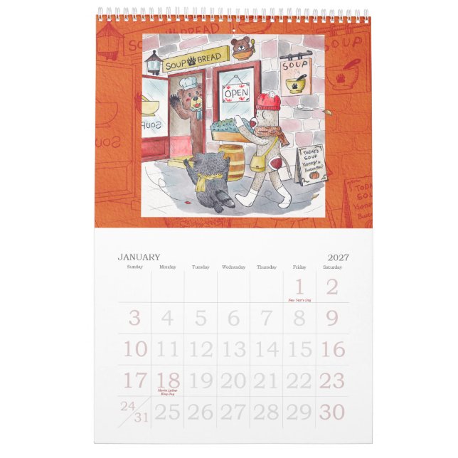 Calendário Sock monkey and his friends calendar 2022 (Jan 2027)