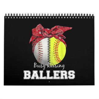 Calendário Softball Baseball Mãe Ocupada Raising Ballers Mama