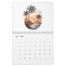Calendário Sol havaiano com palmeira