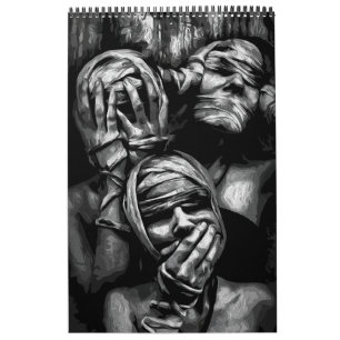 Calendário Sombras Silenciadas: Rostos Abstratos