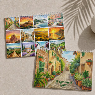 Calendário Sonhando com a Espanha 2027 Arte de Viagem em Aq
