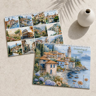 Calendário Sonhando com a Itália 2027 Paisagem aquarela