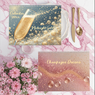 Calendário Sonhos de Champanhe Dourado à Meia-Noite Citações 