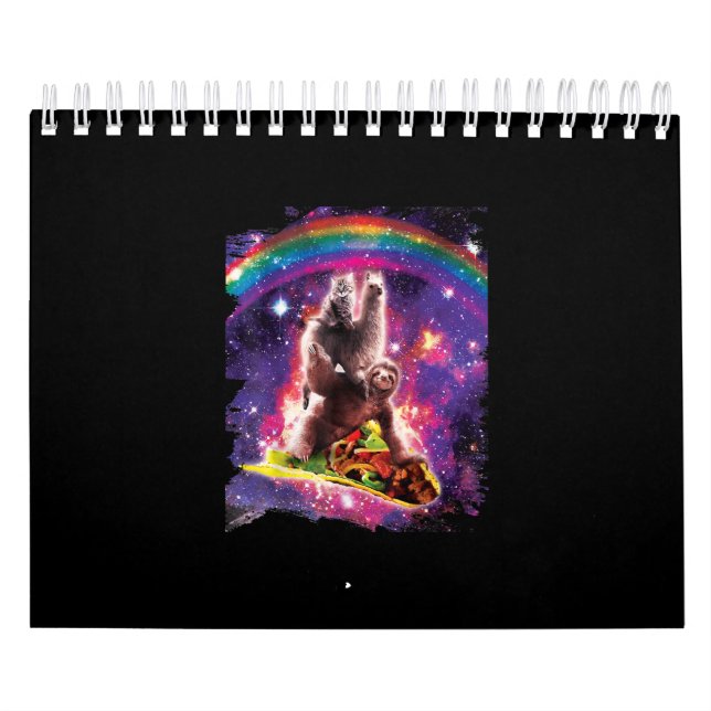 Calendário Space Cat Llama Sloth Riding Taco (Capa)