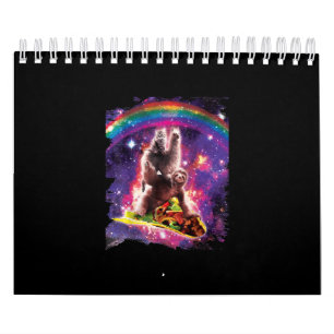 Calendário Space Cat Llama Sloth Riding Taco