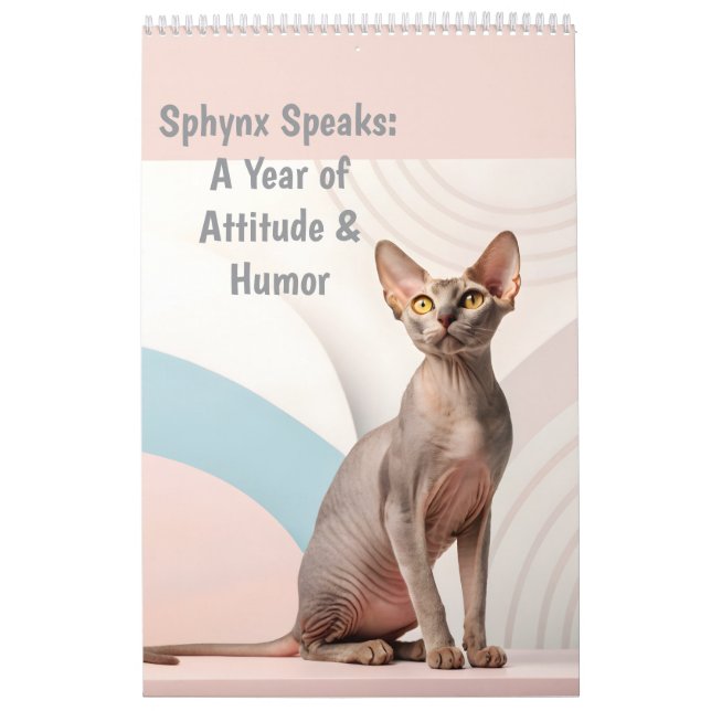 Calendário Sphynx Speaks: Editable Monthly Cat Humor Art (Capa)