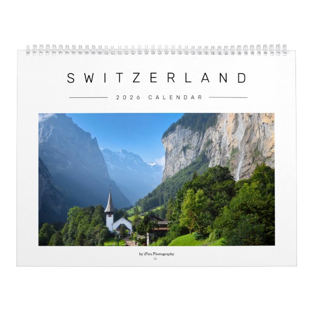 Calendário Stylish 2026 Swiss landscape and nature photo (Capa)