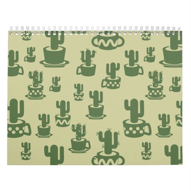 Calendário Succulent cactus silhouette in cups and pots  (Capa)