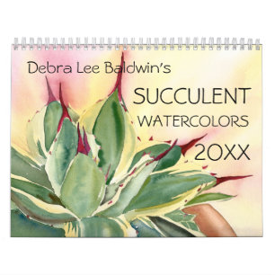 Calendário Succulent Watercolor 20XX por Debra Lee Baldwin Ca