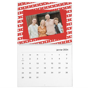 Calendário Suíça Adicione sua foto com o sinalizador suíço