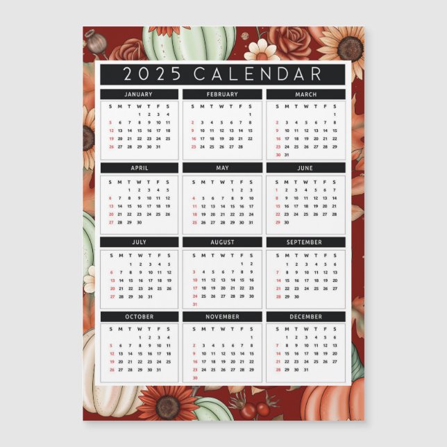 Calendário Sunflower Flyer 2025 – Visão Geral do A (Frente)