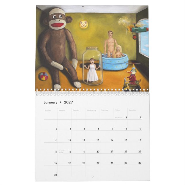 Calendário Surrealismo com pessoas 2013 (Jan 2027)