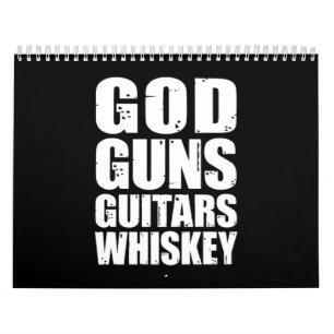 Calendário Suspensão Deus Guns Guitars Whiskey
