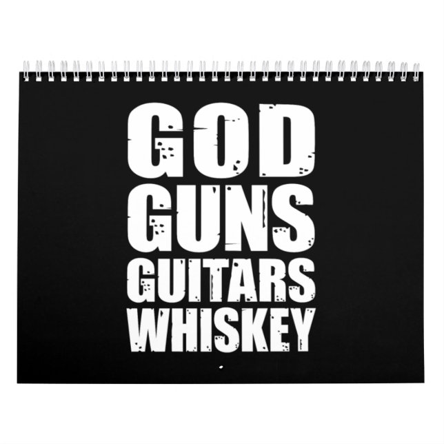 Calendário Suspensão| Deus Guns Guitars Whiskey (Capa)