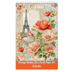 Calendário Sussurros Vintage – Arte em Papel Floral Shabby Ch