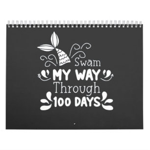 Calendário Swam o meu caminho através de 100 dias de escola
