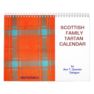 CALENDÁRIO TARTAN ESCOCÊS CALANDAR DA FAMÍLIA DO VINTAGE