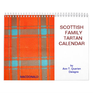 CALENDÁRIO TARTAN ESCOCÊS CALANDAR DA FAMÍLIA DO VINTAGE