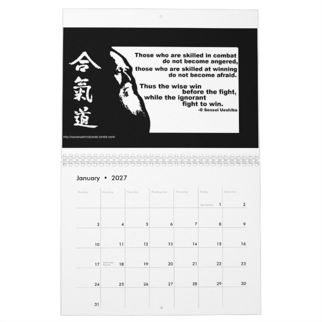 Calendário temático das artes marciais de (Jan 2027)