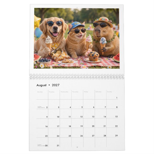 Calendário temático de animais de 2027 (Ago 2027)