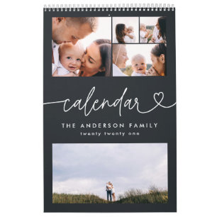 Calendário Típica de script feminino moderna com foto mínim