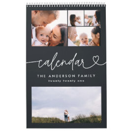 Calendário Típica de script feminino moderna com foto mínima