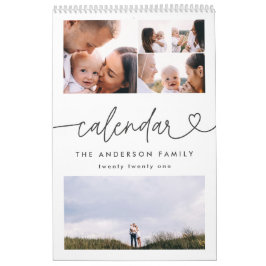 Calendário Típica de script feminino moderna com foto mínima