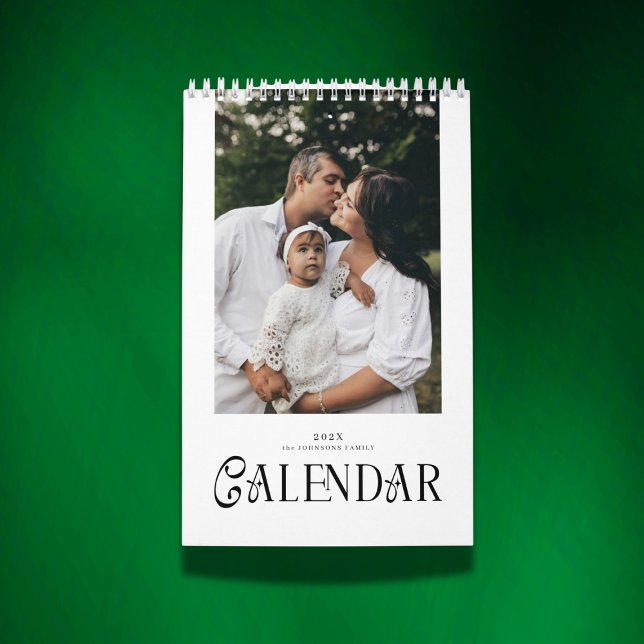Calendário Tipografia Chic Minimalista Moderna Foto Personali (Criador carregado)