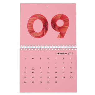 Calendário Tipografia Negrita Floral Colorida Moderna