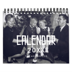 Calendário Tipografia retrô vintage dos anos 50 foto de famíl