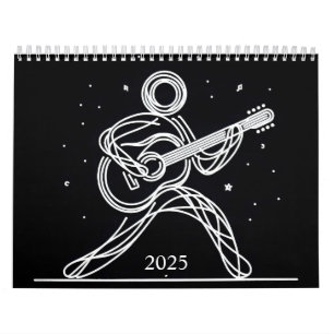 Calendário Tiras De Pau Minimalistas Tocando Violão 2025