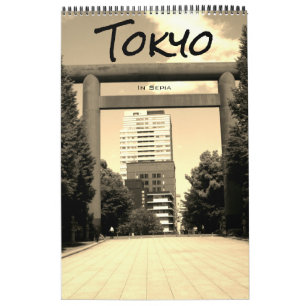 Calendário tokyo japão sépia 2026