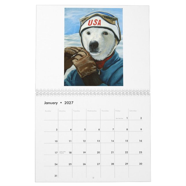 Calendário Tome o vôo no ano novo (Jan 2027)