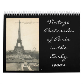 Calendário Torre de eiffle, Cartões Vintage de Paris no Ea...