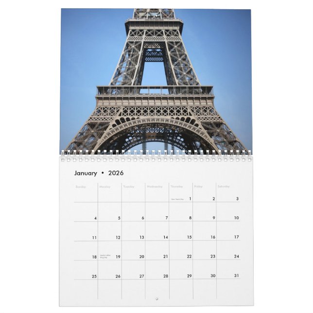 Calendário Torre Eiffel romântica Paris 2015 (Jan 2026)