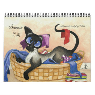 Calendário Trabalhos de arte do gato Siamese por AmyLyn